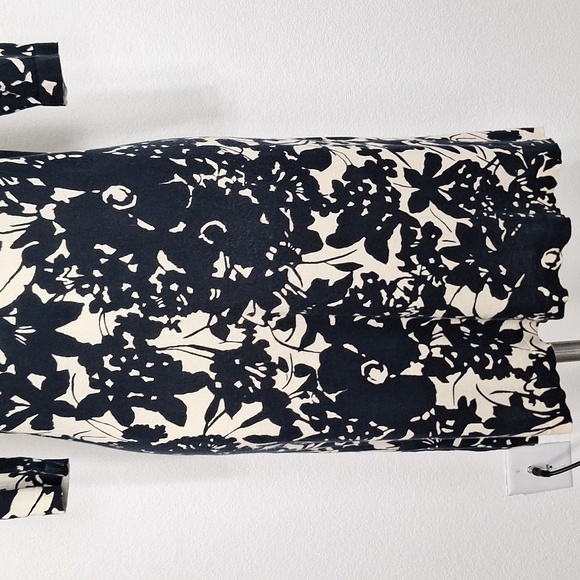 J.Crew Collection Black Ivory Preppy Lightweight Floral Knit Dress Size L - Picture 3 of 11